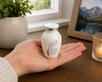 White Feather Keepsake Cremation Urn