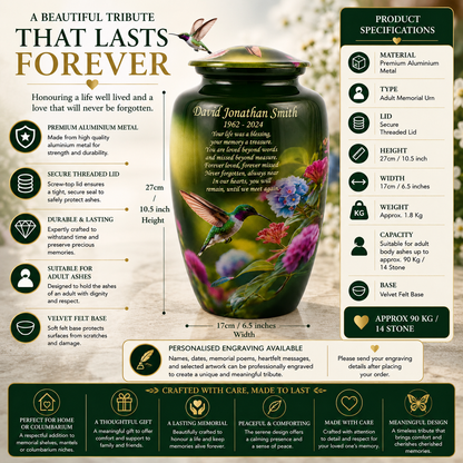 Hummingbird Garden Adult Cremation Ashes Urn