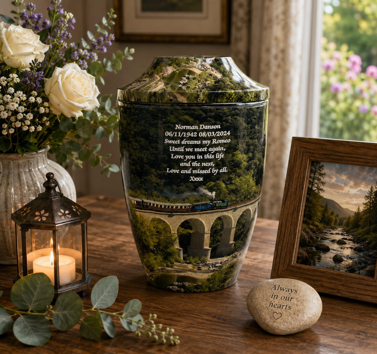 Train Design Iron Cremation Urn