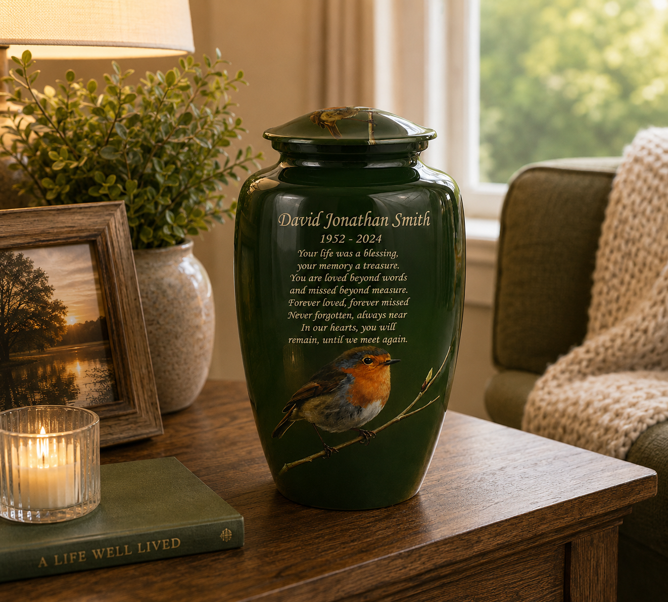 Robin Bird Adult Cremation Ashes Urn