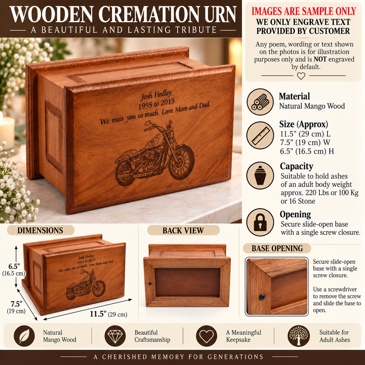Large Solid Wood Casket Bike