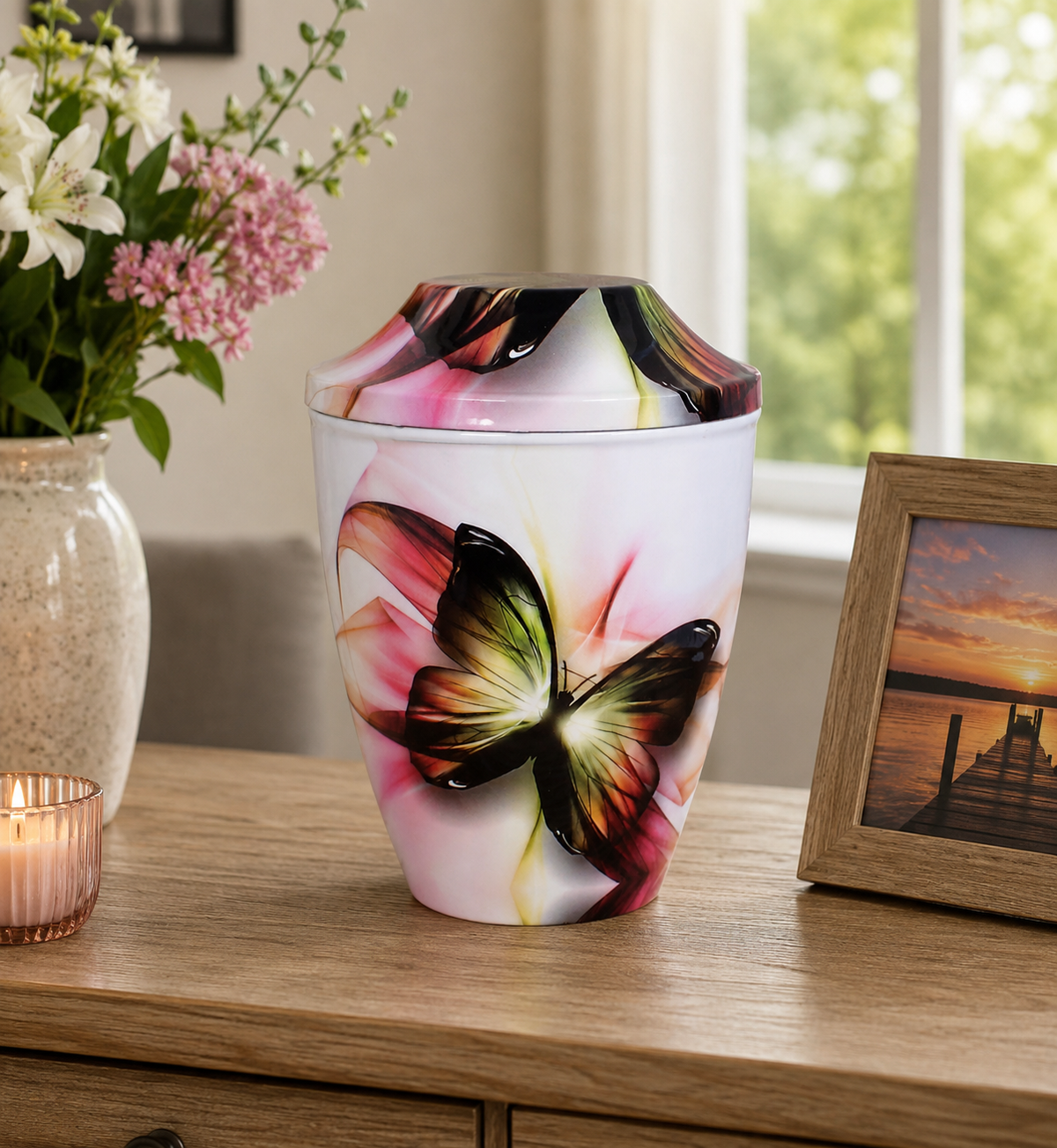Iron Metal Cremation Urn Butterfly Design