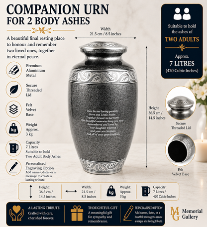 Grey Double Capacity Companion Urn (425 Lb/190 Kg)