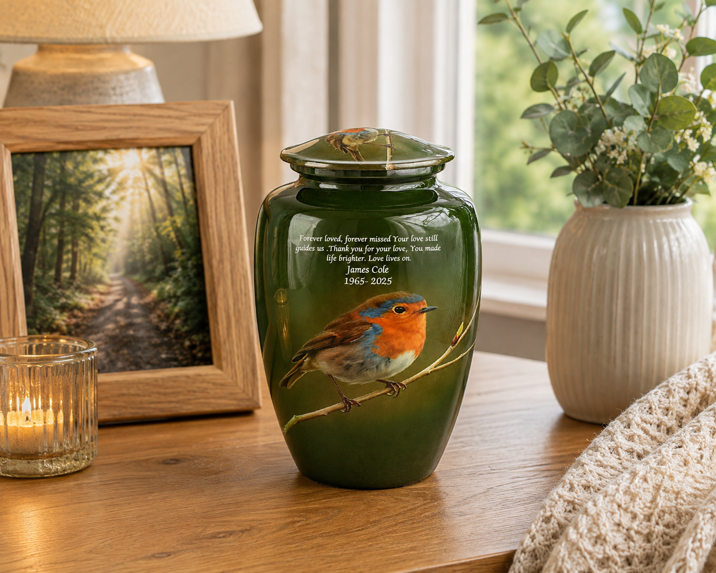 Robin Bird Adult Cremation Ashes Urn