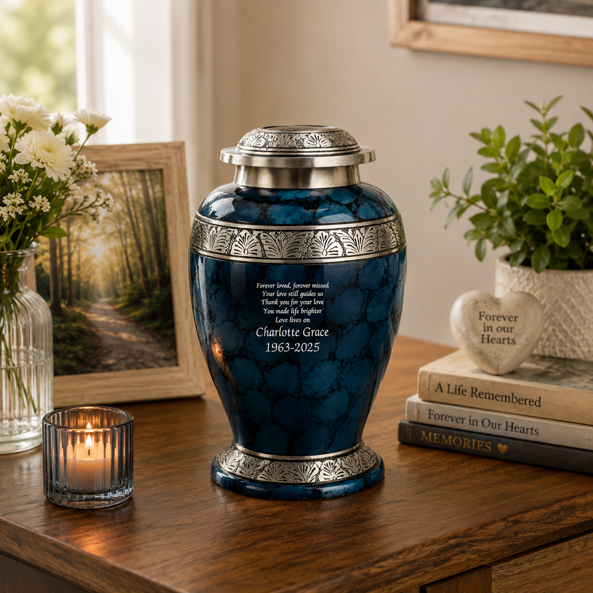 Blue Cloud Dove Shape Aluminium Cremation Urn