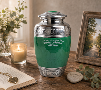 Classic Green Aluminium Adult Cremation Urn