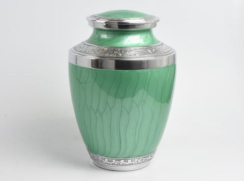 Green and Silver Aluminium Cremation Testi Urn