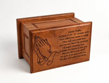 Large Solid Wood Casket Praying Hands