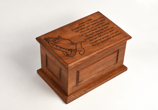 Large Solid Wood Casket Praying Hands