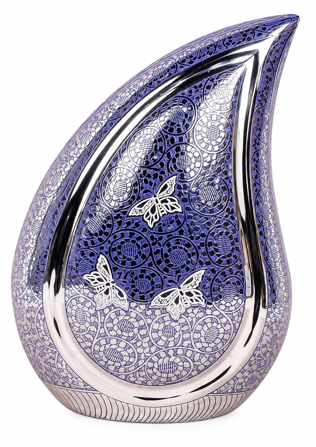 Blue Butterfly Brass 10" and 12" Teardrop Urn