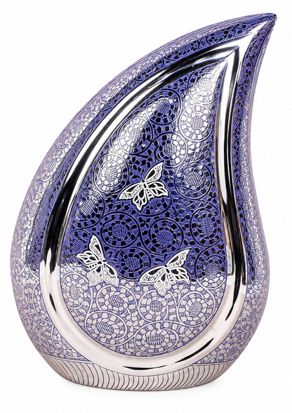 Blue Butterfly Brass 10" and 12" Teardrop Urn