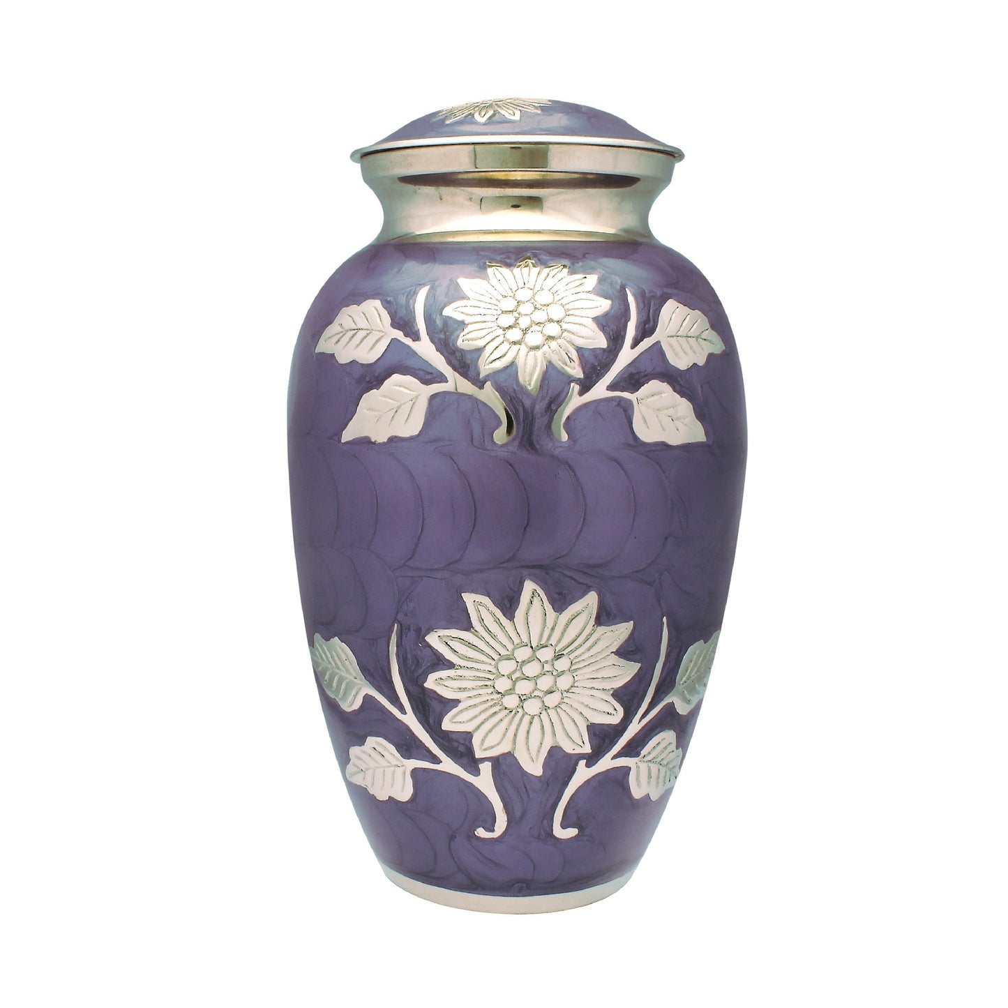 Purple And Silver Flower Cremation Urn