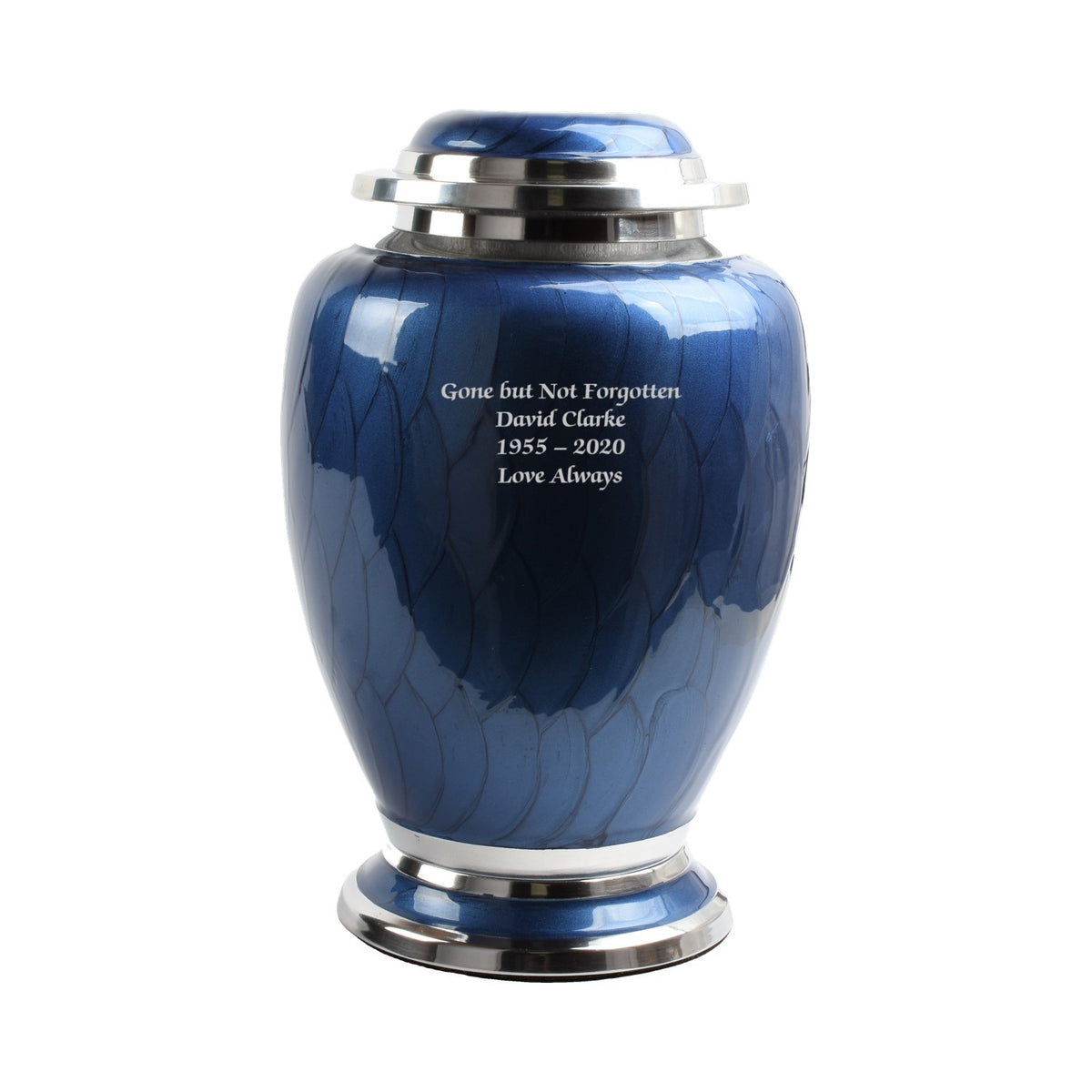 Blue and Silver Dove Shape Urn
