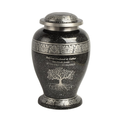 Grey-Black Cremation Urn – Hand Crafted Aluminium Adult Memorial Urn