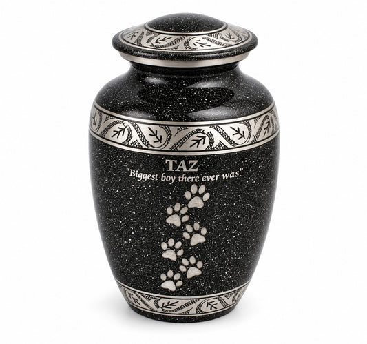 Grey Black Medium and Small Pet Ashes Urn