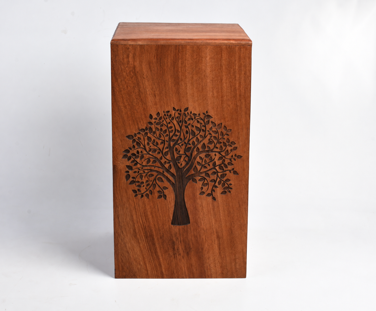 Wood Casket for Adult Ashes Tree Design