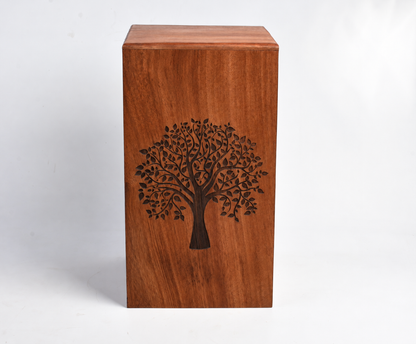 Wood Casket for Adult Ashes Tree Design