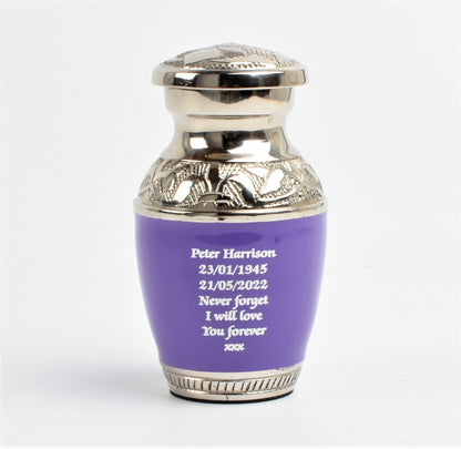 Purple Engraved Mini Keepsake Urn