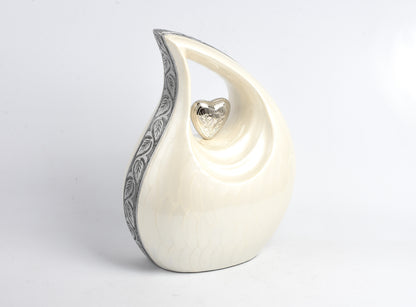 Forever in My Heart White Teardrop Urn