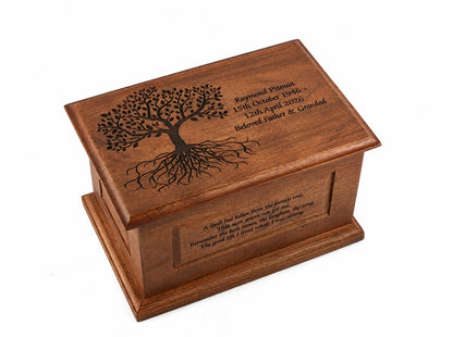 Large Solid Wood Casket Tree Of Life Urn