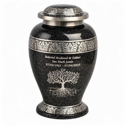 Grey-Black Tree Of Life Urn