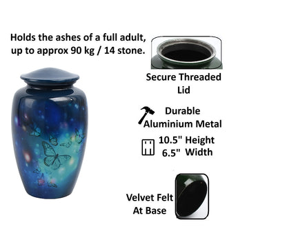 Blue Butterflies Adult Cremation Urn