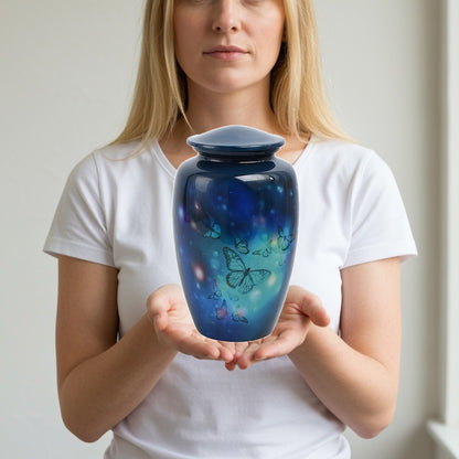Blue Butterflies Adult Cremation Urn