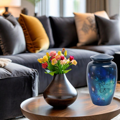 Blue Butterflies Adult Cremation Urn