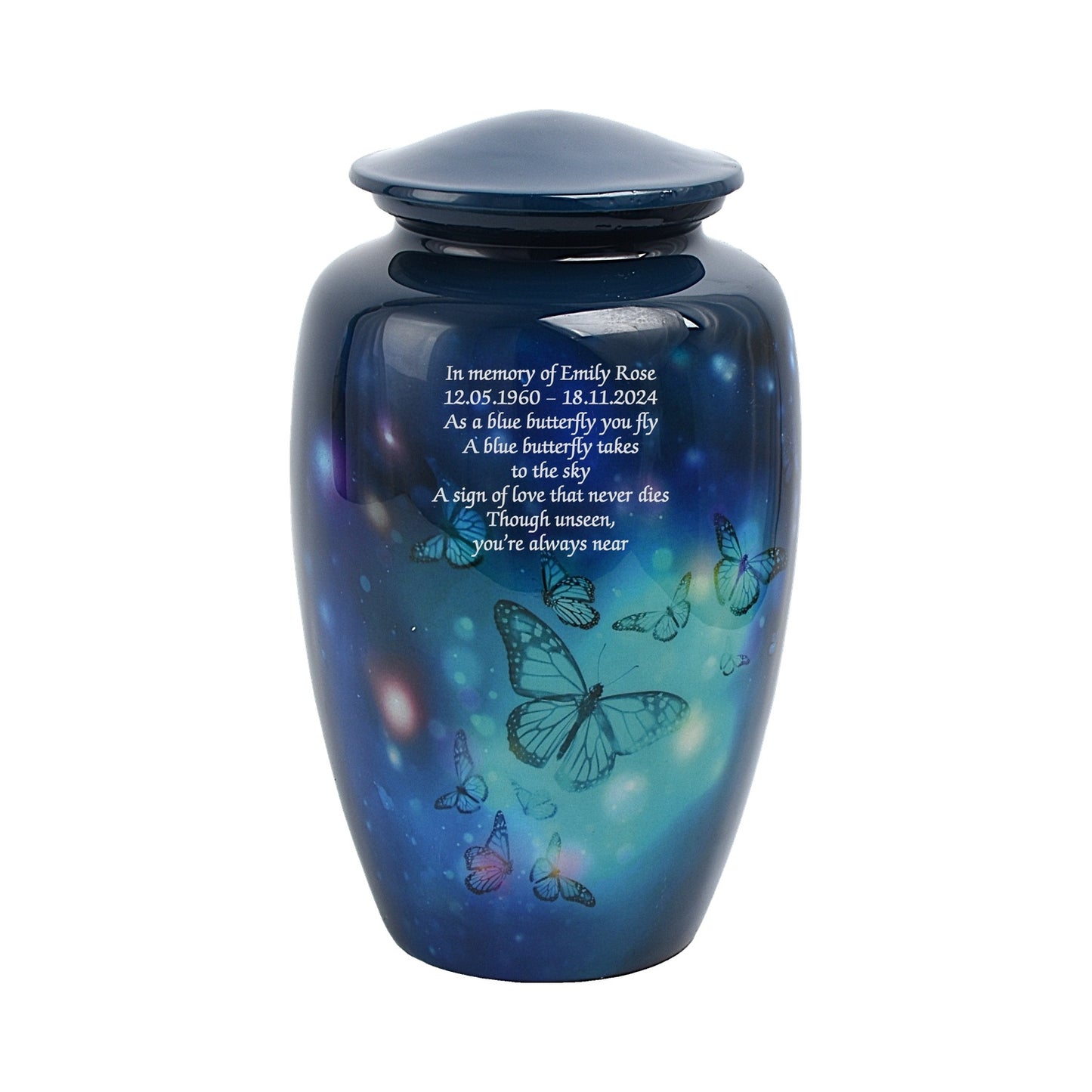 Blue Butterflies Adult Cremation Urn