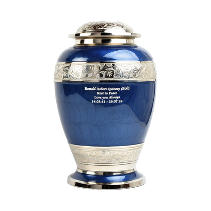 Blue & Silver Aluminium Dove Cremation Urn