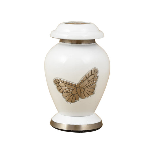 White butterfly keepsake ashes urn, white miniature keepsake urn, butterfly keepsake, small keepsake urn, token urn , White Pearl Butterfly Keepsake, hand made miniature urn, best quality urn, free delivery, mini keepsake, token urn