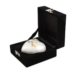 Pearl White Going Home Heart Keepsake With Box & Stand