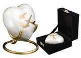 Pearl White Going Home Heart Keepsake With Box & Stand