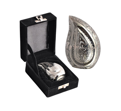 Black and Silver Teardrop Keepsake Urn