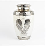 White And Silver Angel Wings Adult Cremation Urn