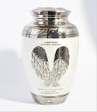 White And Silver Angel Wings Adult Cremation Urn