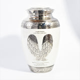 White And Silver Angel Wings Adult Cremation Urn