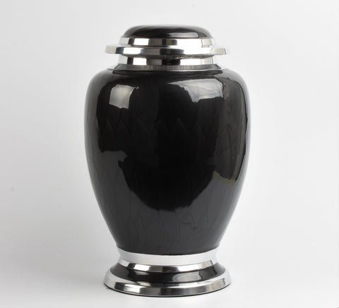 Black and Silver Dove Aluminium Urn