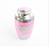 Angel Wings Pink And Silver Cremation Urn