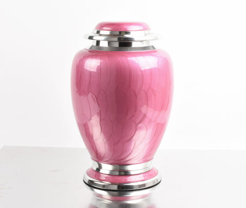 Pink and Silver Dove Shape Urn