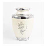 White and Silver Aluminium Cremation Testi Urn