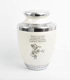 White and Silver Aluminium Cremation Testi Urn