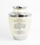 White and Silver Aluminium Cremation Testi Urn