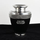 Black Milano Aluminium Cremation Urn